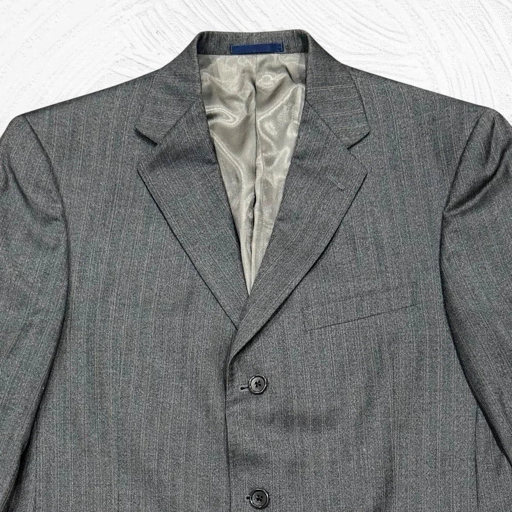 Daniel Cremieux Blazer 42L Loro Piana Fabric Charcoal Grey Pinstripe 3-Button